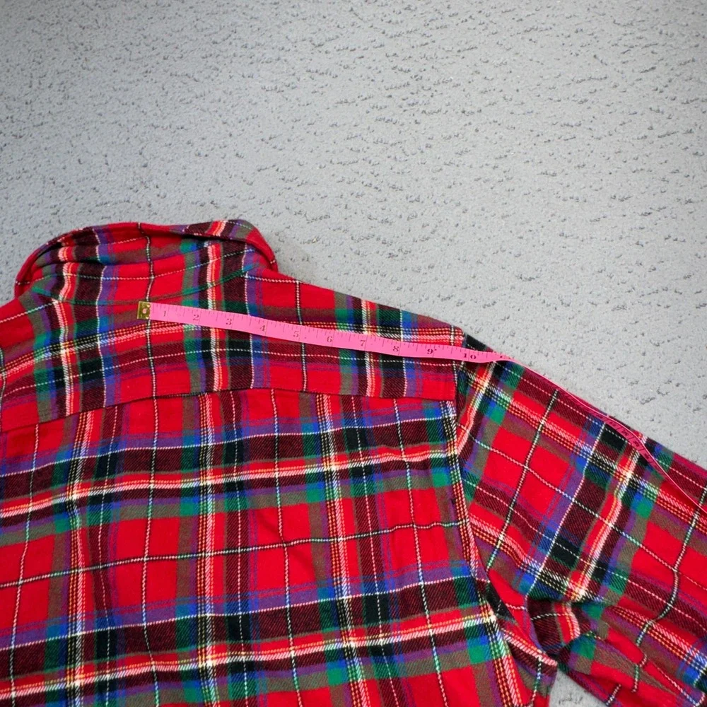 Polo Ralph Lauren Shirt Mens Medium Red Plaid Flannel Heavyweight Button Up